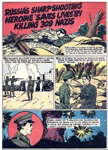 Pro-Russian WWII propaganda from 'War Comics' #3, 1942