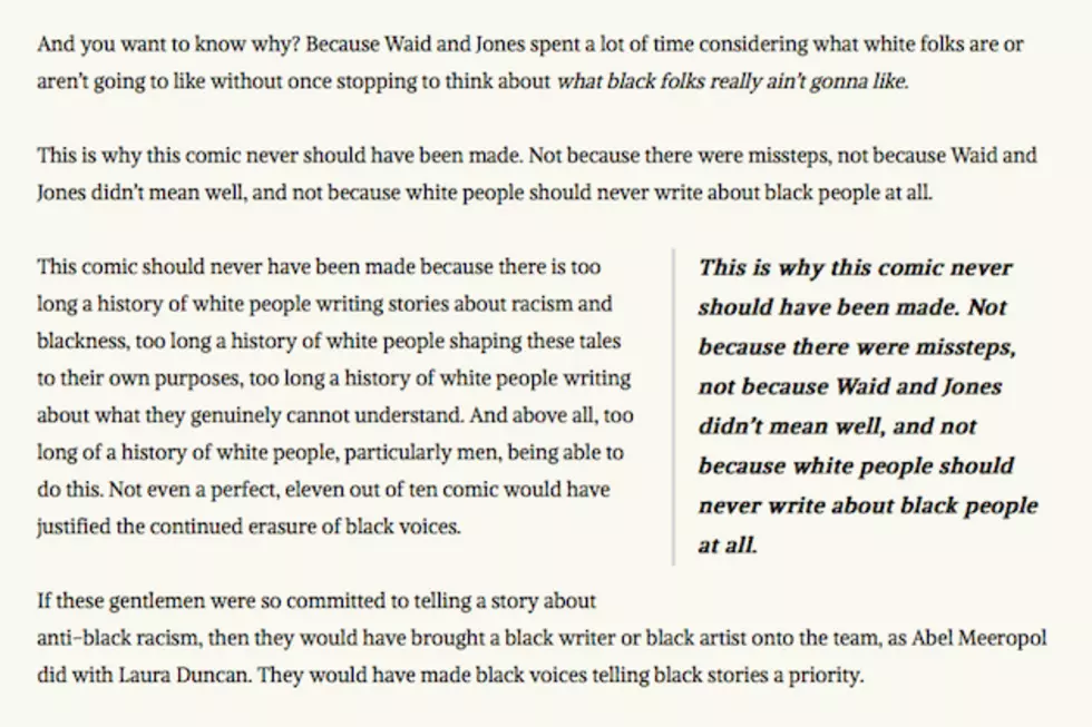 Screen shot from J.A. Micheline's review of Strange Fruit #1 on Women Write About Comics